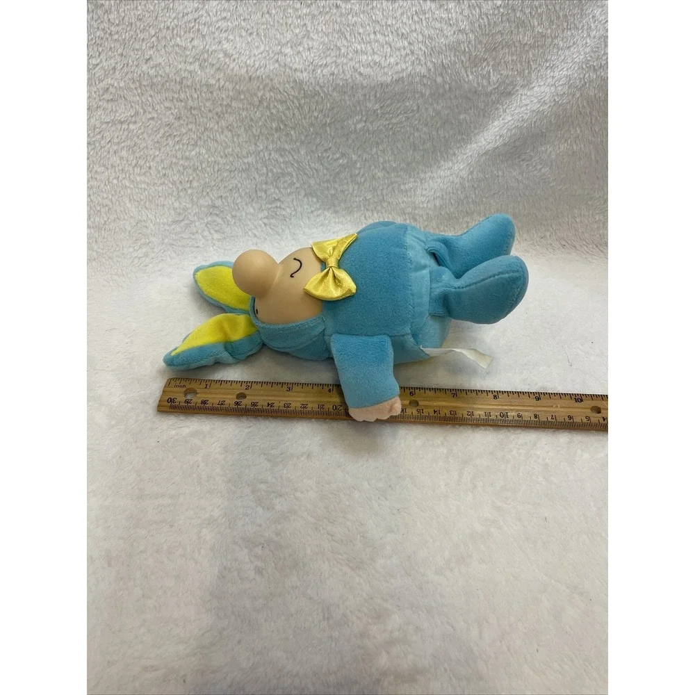 Cute Plush Toy Ziggy in Easter Bunny Costume, Blue‎ & Yellow, Bow Tie 1980s